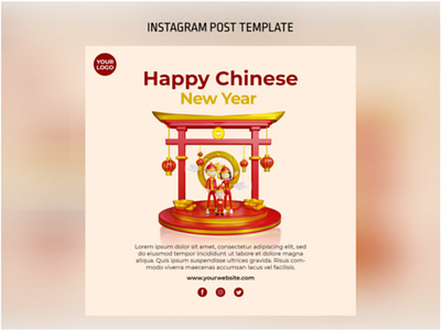 3D Chinese New Year Instagram Post Template instagram