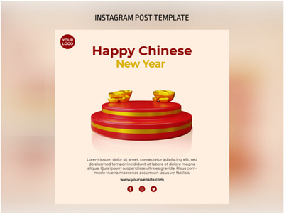 3D Podium and Ingot Instagram Post Template instagram