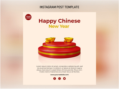 3D Podium and Ingot Instagram Post Template