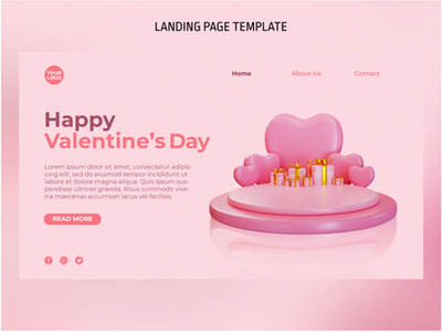 3D Valentine Podium Landing Page Template