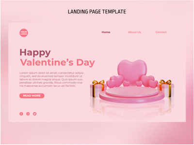 3D Valentine Podium Landing Page Template