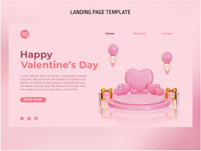 3D Valentine Podium Landing Page Template