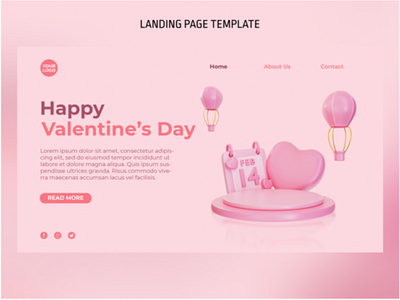 3D Valentine Podium Landing Page Template