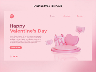 3D Valentine Podium Landing Page Template