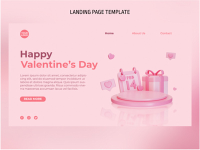 3D Valentine Podium Landing Page Template