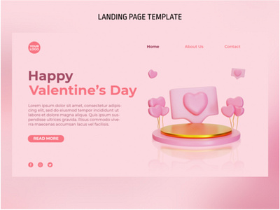 3D Valentine Podium Landing Page Template