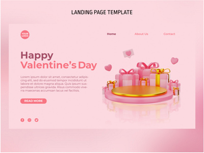 3D Valentine Podium Landing Page Template