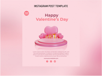 3D Podium Valentine Instagram Post Template