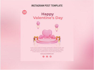 3D Podium Valentine Instagram Post Template