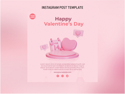 3D Podium Valentine Instagram Post Template