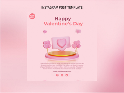 3D Podium Valentine Instagram Post Template