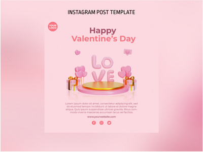 3D Podium Valentine Instagram Post Template