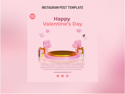 3D Podium Valentine Instagram Post Template