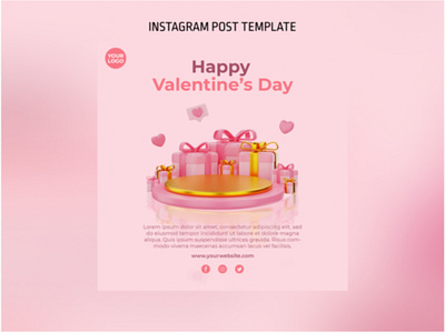 3D Podium Valentine Instagram Post Template