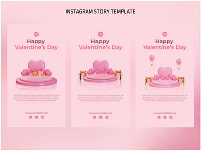 3D Podium Valentine Instagram Story Template design graphic