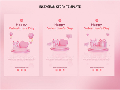 3D Podium Valentine Instagram Story Template design graphic