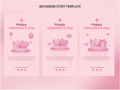 3D Podium Valentine Instagram Story Template