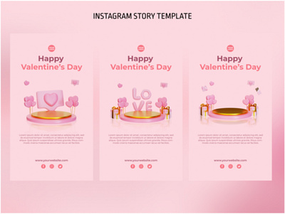 3D Podium Valentine Instagram Story Template design graphic