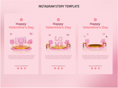 3D Podium Valentine Instagram Story Template