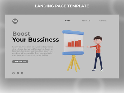 3d character bussiness landing page 3d 3d render banner branding graphic design illustration landingpage render ui website