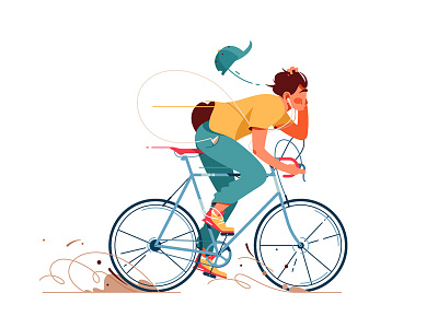 Man rides bicycle bicycle boy character flat illustration kit8 man rides vector