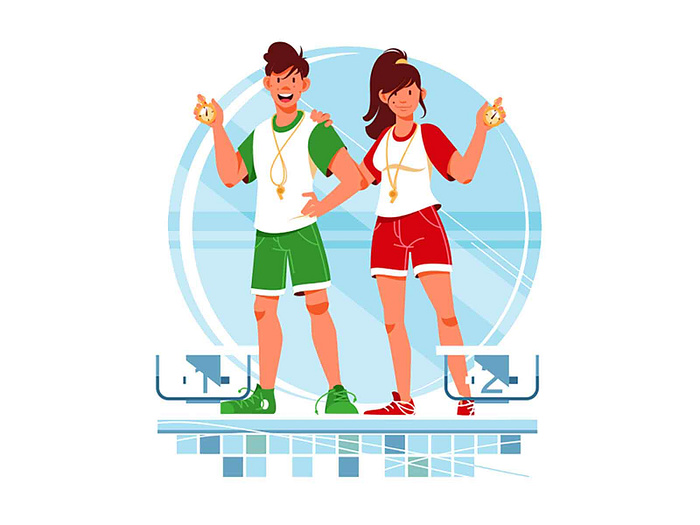 Coaches and swimmers - Swimming competition by Kit8 on Dribbble