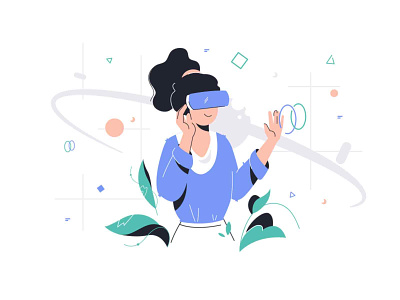 Woman in VR glasses augmented augmentedreality character flat girl illustration kit8 vector woman wonderwoman