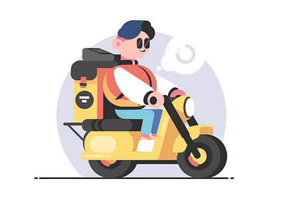 Food delivery man on scooter - animation aftereffects animation card terminal character delivery drive flat food illustration kit8 man moto scooter vector