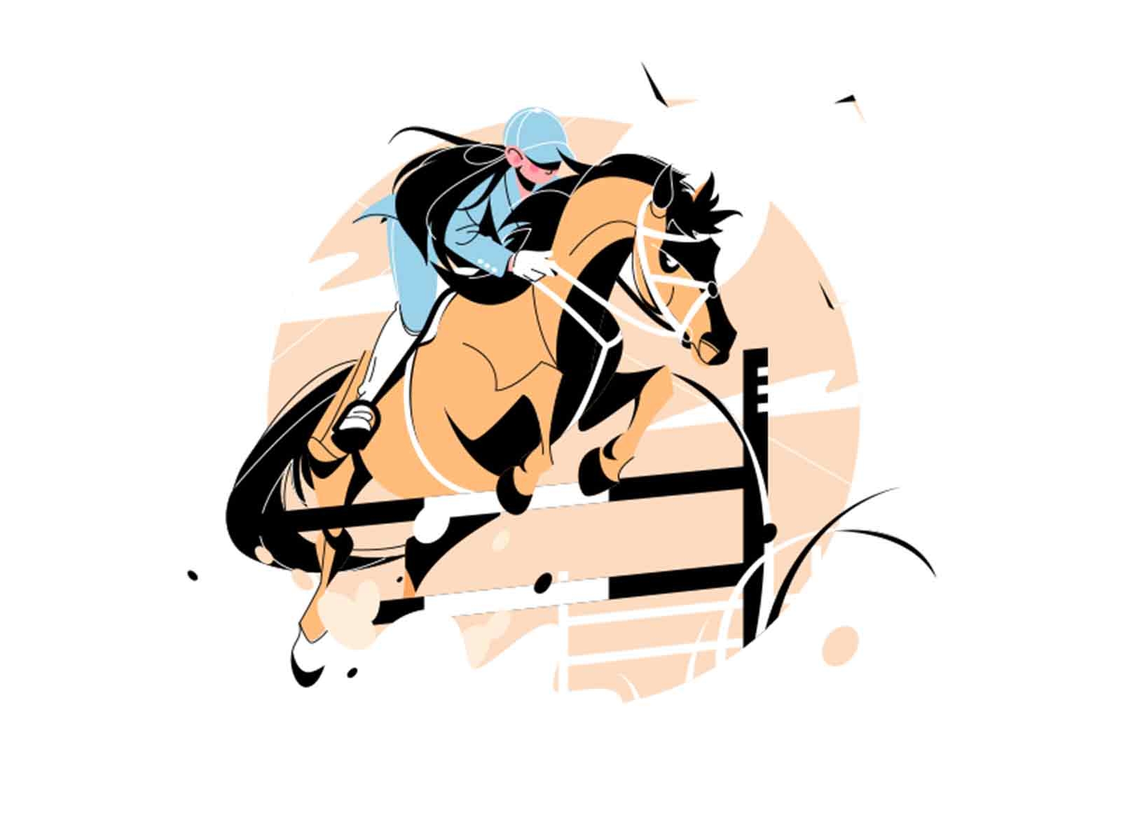 Woman jockey riding horse by Kit8 on Dribbble