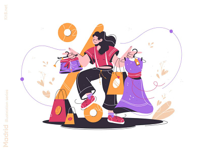 Shopping woman buying clothes illustration