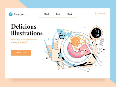 Dish with food illustration design flat food illustration kit8 screen site ui vector web webdesign website