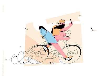 Cyclist on bicycle illustration bicycle bike character cyclist flat illustration kit8 man sport vector