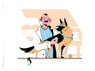 Veterinarian doctor with pet illustration character dog flat healthcare illustration kit8 man vector