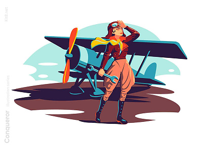 Female aviator illustration