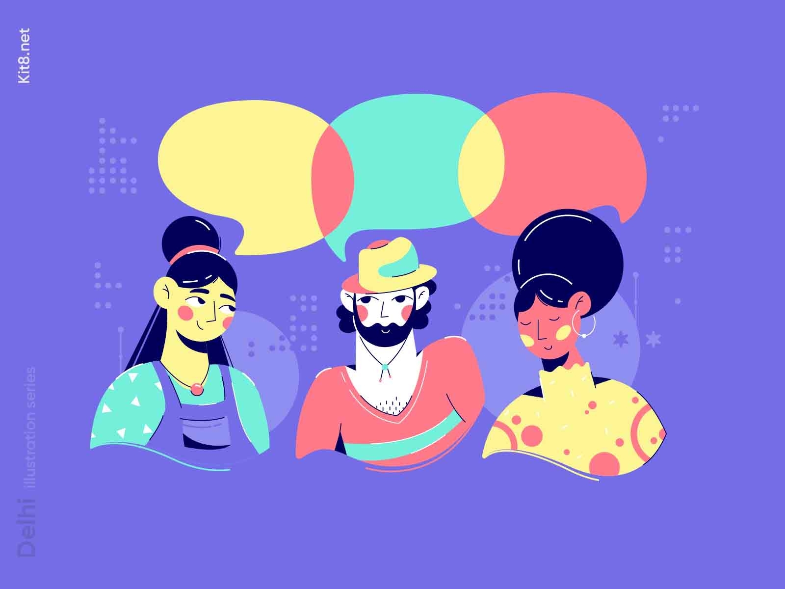 Woman and man discussion illustration by Kit8 on Dribbble