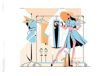 Stylish woman in boutique illustration