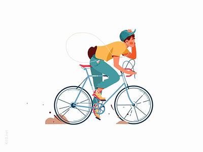 Man rides bicycle Lottie Animation after effects animation bicycle character drive flat hat illustration json kit8 lottie motion mp4 music rides side vector