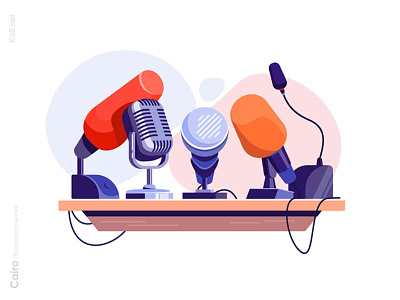 Microphones on tribune illustration