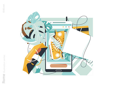 Online shopping via phone illustration