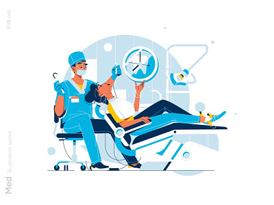 Woman sit in dentist chair illustration