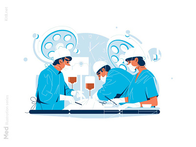 Surgeon and nurse perform operation illustration