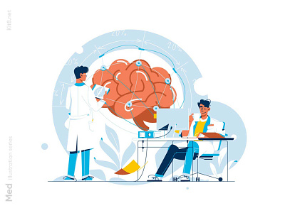 Laboratory study human brain illustration brain character flat human illustration kit8 laboratory scientist vector
