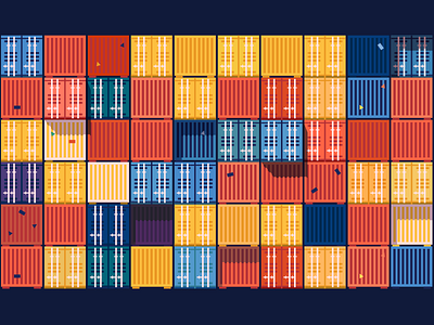 Wall of containers cargo containers flat freight illustration kit8 stack transport vector wall