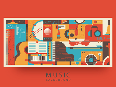 Music background abstract actor background flat illustration instruments kit8 music pattern piano guitar tools