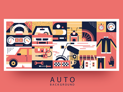 Auto Moto abstract auto background bike car flat illustration kit8 moto pattern red vector