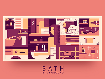 Bath abstract background bath character flat girl hygiene illustration kit8 pattern vector woman