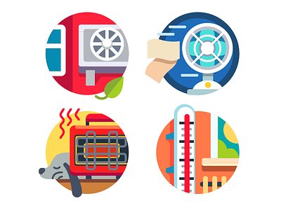 Climate control icons climat conditioner controle fan flat heater icon illustration kit8 thermometer vector