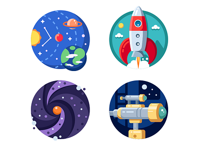 Space icons astronomy flat galaxy illustration kit8 planet research science space universe vector