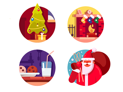 Happy Christmas holiday icons christmas flat gift happy illustration kit8 merry santa sock tree vector xmas