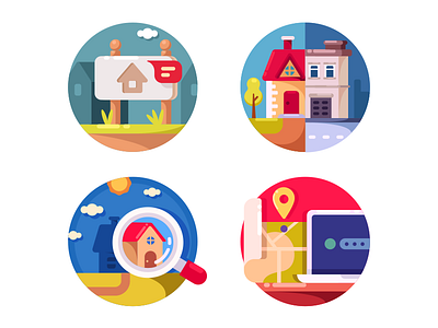 Real estate market icons apartment building estate flat home house illustration kit8 market marketing sale vector